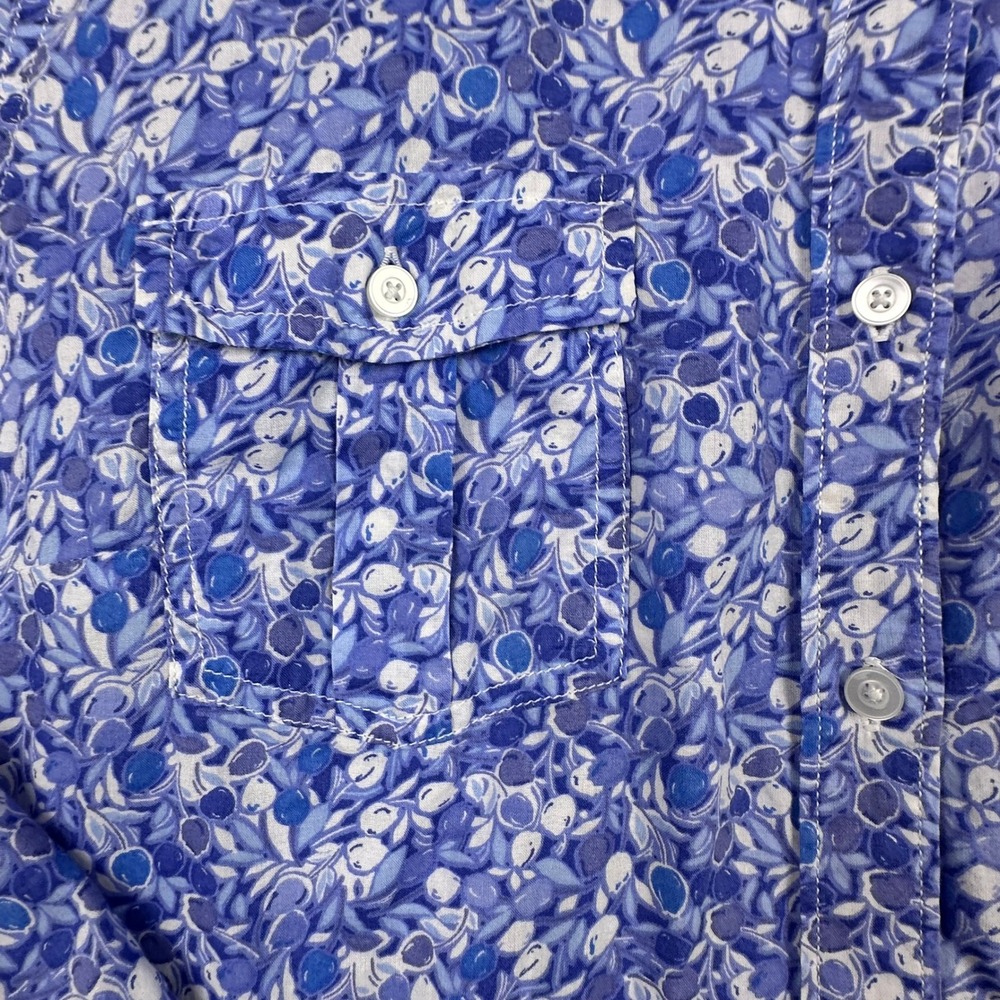 St Johns Bay Womens Blue Floral Berry Print 100% Cotton Button Down Shirt Large - Picture 8 of 15